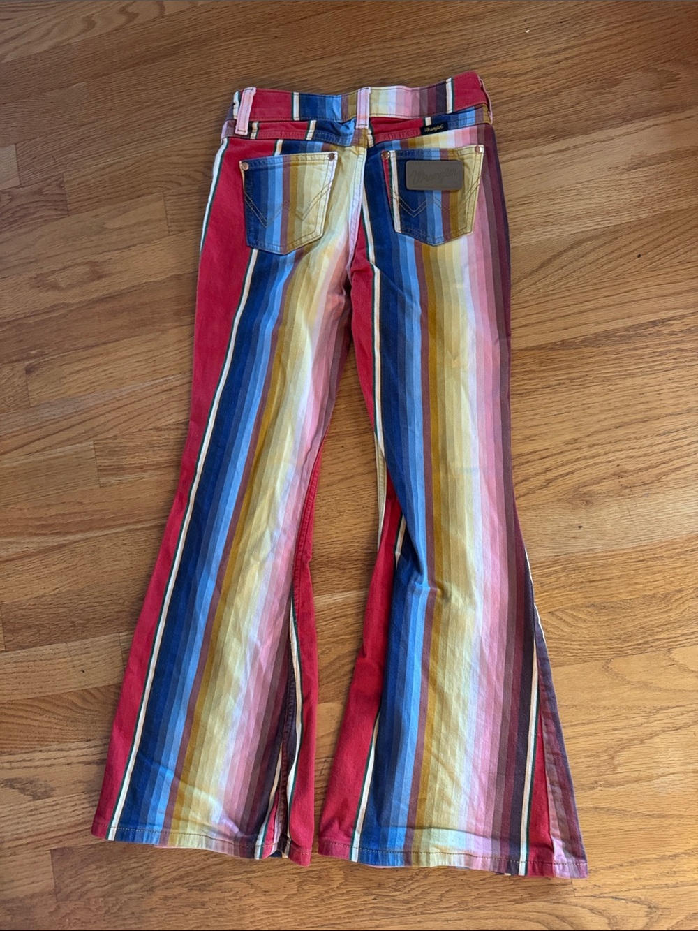Wrangler Lainey WilsonMulti-Striped Flare Jeans - Red, Blue, Yellow, Pink, Brown